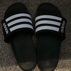 Adidas black and white Velcro strap slides worn once size 5
